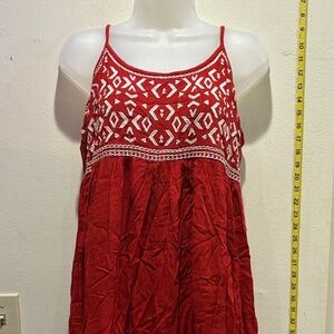 Sim & Sam Chic Red Dress with White Pattern